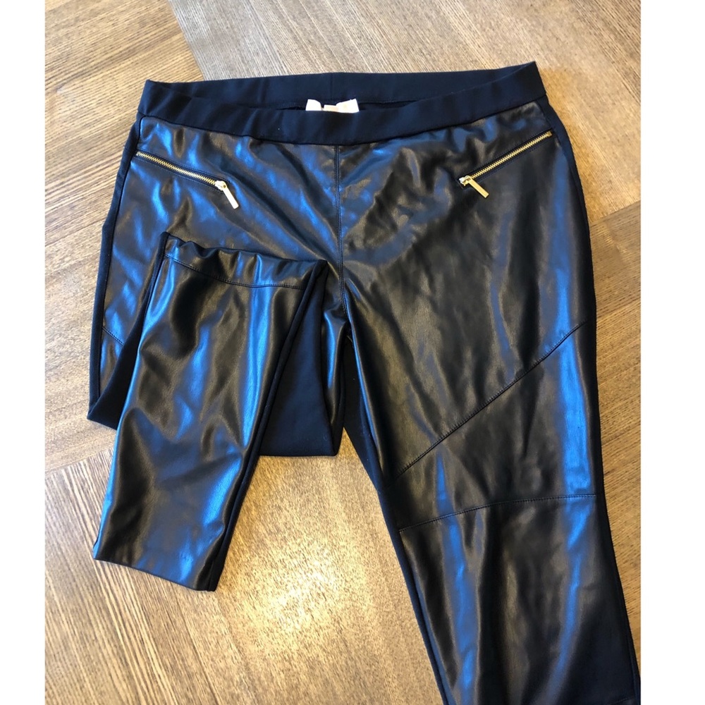 Michael Kors black leather motto pants